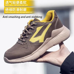 Insulated shoes Ultra light Breathable steel toe cap Men's safety shoes Anti impact Anti stab casual leather shoes