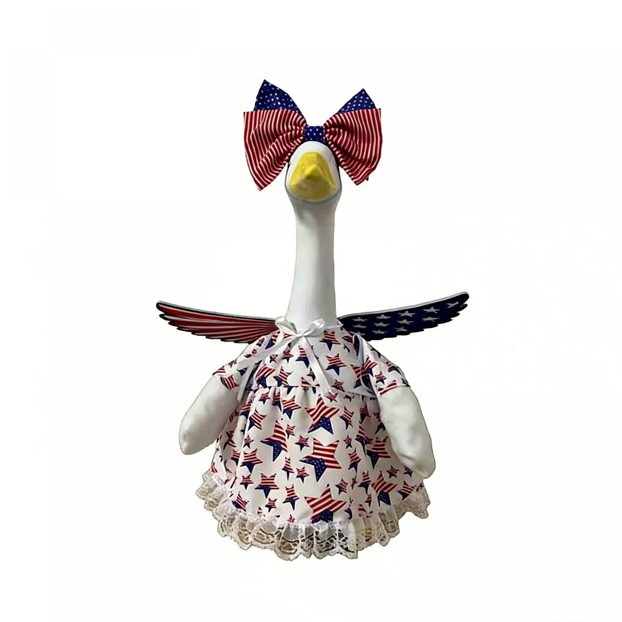 4th of July Porch Goose Outfits Cute Goose Clothes Star Dress Bow Headband and Wing 3 Pcs Set