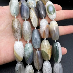 15x30MM 12PCS Large Natural Uruguayan Gray Agates Quartz Barrel Nugget Focus Pendant Beads For DIY Jewelry Making MY240801