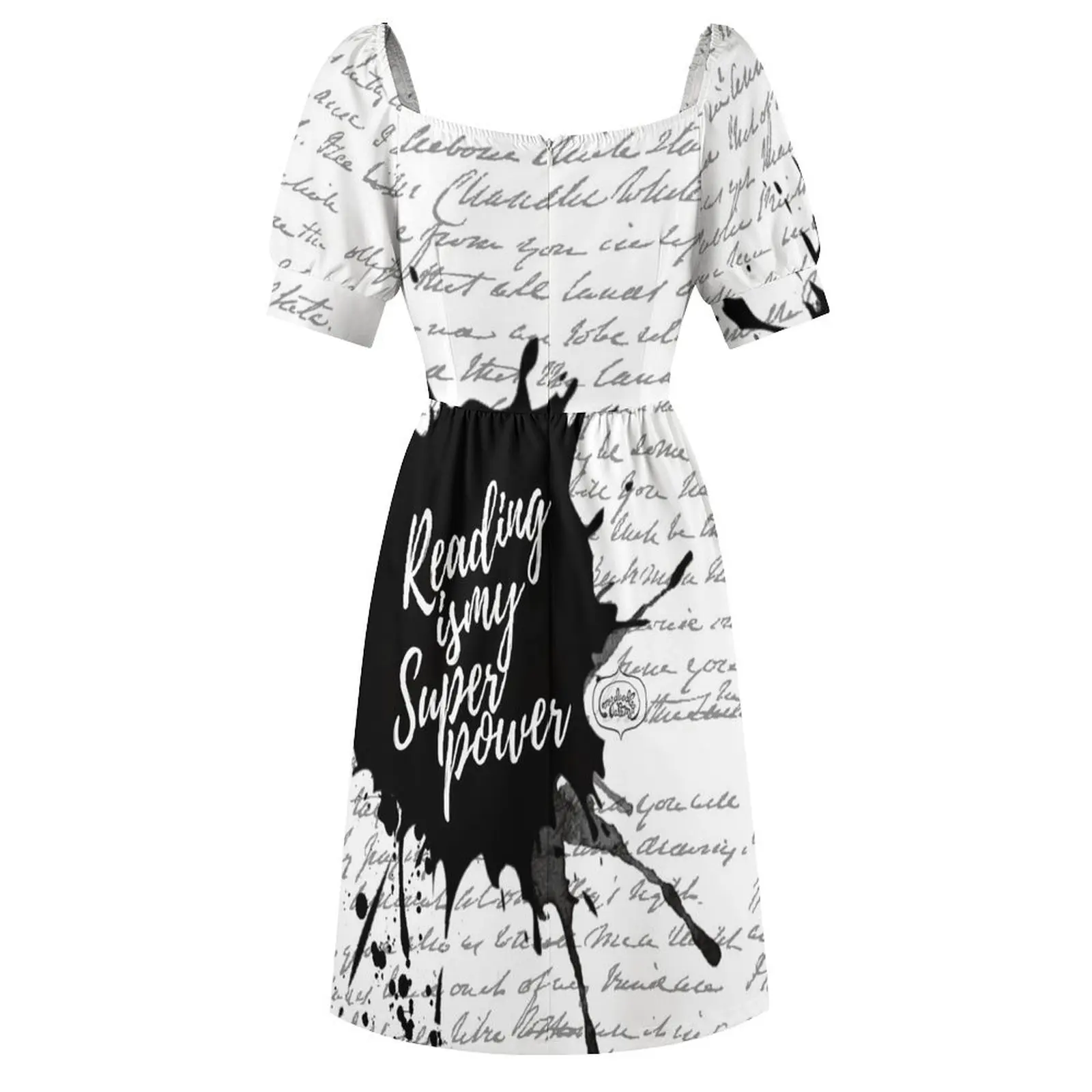 La lectura es mi superpoder Ink Splatter Lettering Cita Art (Blanco) Vestido de manga corta vestido de verano para mujer 2025