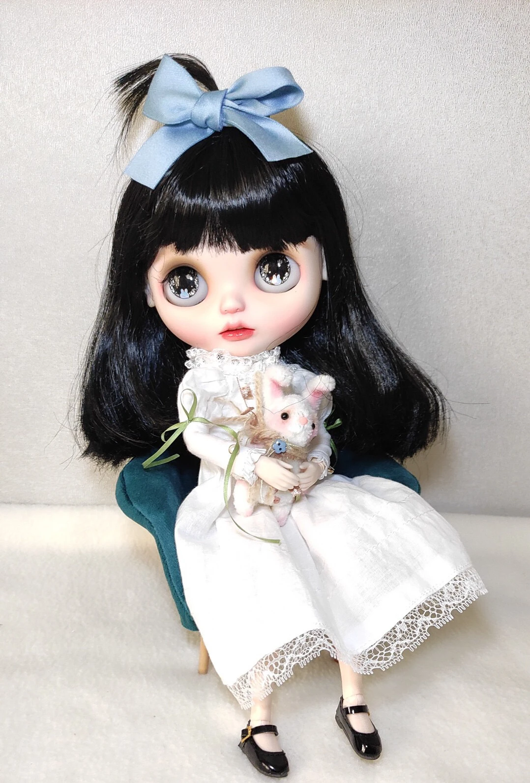 BJD Blythe 1/6 30cm doll Rubber wig Grandma Grey、sky blue、black  Fit 9-10inch、 16-17cm head circumference Qbaby