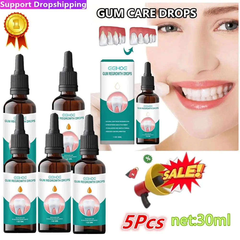 

5X Gum Regrowth Drops Relieve Mouth Periodontal Gum Bleeding Clean Treatment Bad Breat Pain Oral 30ml Care Antibacteria