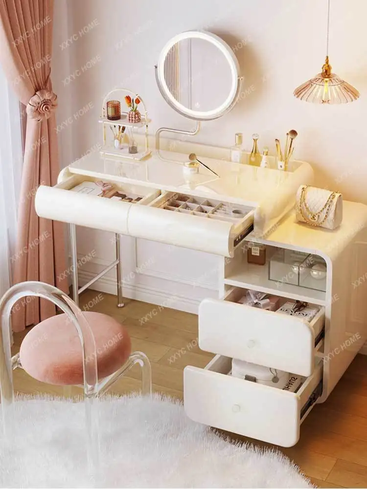 

French Dressing Table Bedroom Modern Simple New Small Apartment Light Luxury Makeup Table Storage Integrated