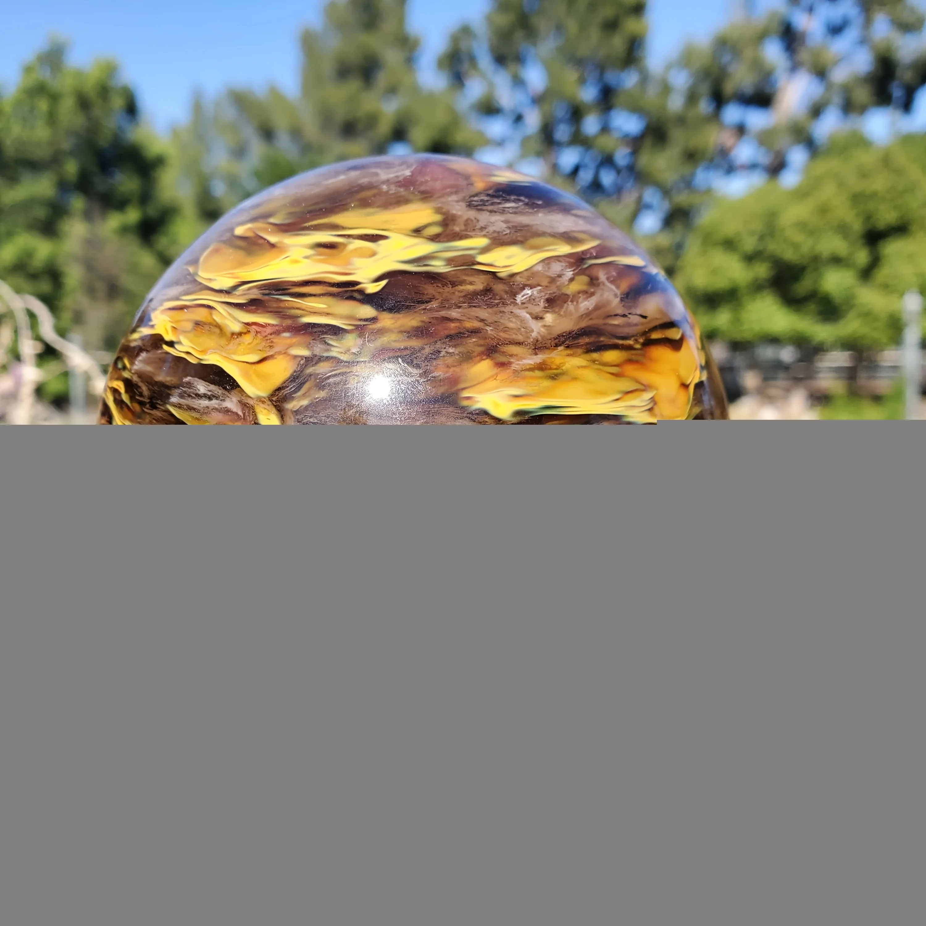 1pc Unique Tiger skin melting ball crystal sphere, Jewelry Accessory for Home Decor and Gift, Yellow Quartz Sphere