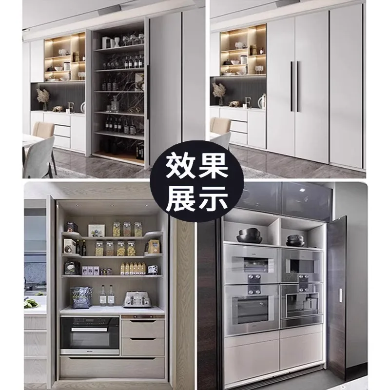 Hidden door track wardrobe TV cabinet swing door slide rail invisible butterfly pocket side plug up door hardware accessories