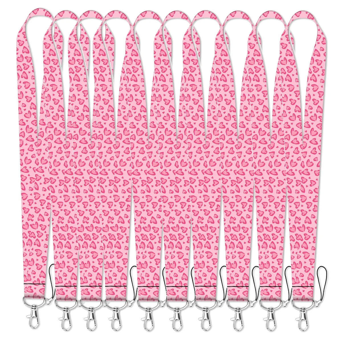 

10Pcs Heart Lanyards Bulk Pink Neck Strap For Card Badge Gym Keychain Key Holder DIY Hanging Rope Phone Accessories Wholesale