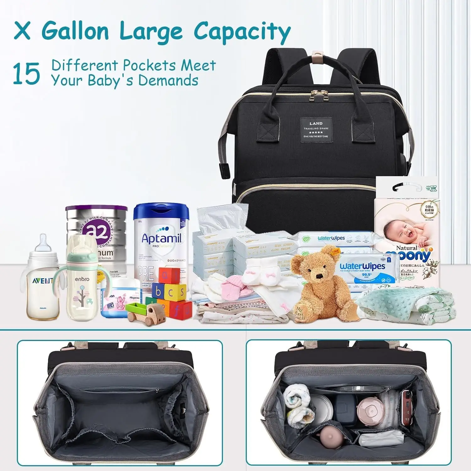 Foldable Mommy Baby Diaper Bags Backpack With Changing Mat Large Capacity Organizer Folding Crib Bed Travel Maternity Bagpack