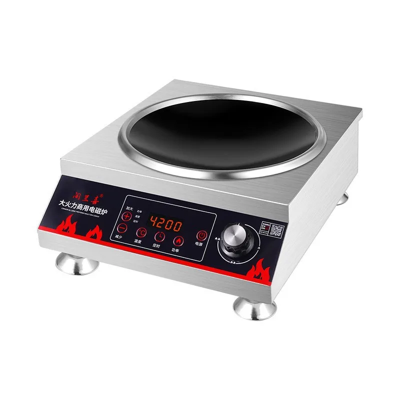 4200W Single Burner Induction Cooker Time Setting Magnetic Control Black Crystal Panel Tabletop Stove