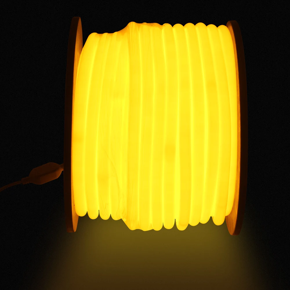 Anti-UV 2835 Waterproof 230V Golden Flexible LED Neon Strip Rope Light waterproof