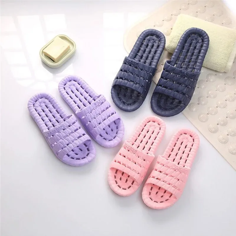 WaterLeaky Bathroom Slippers Quick-drying Shower Hollow Out Indoor Summer Soft PVC Shoes Anti-Slip Flip Flops for Men Women