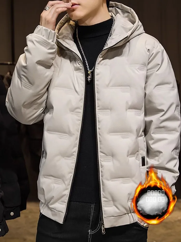 

Мужская утепленная хлопковая куртка на молнии с капюшоном, модная теплая зимняя куртка с длинными рукавами, молодежная, стандартный крой