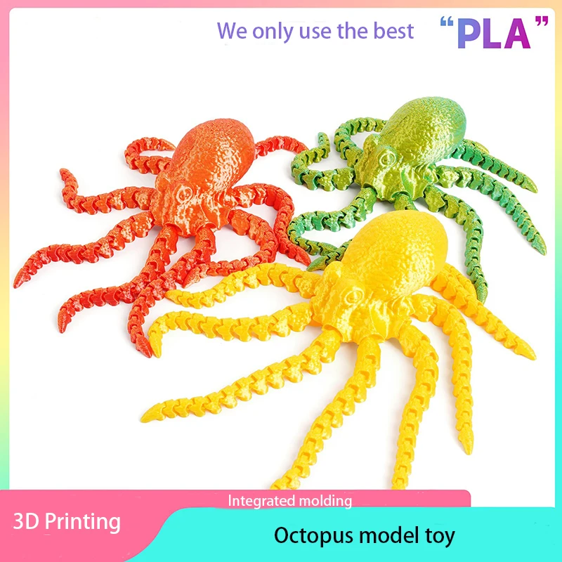 3D Printed Octopus Figures Multi-Jointed Movable Figurine Home Office Decor Children's Gift Handmade Gift