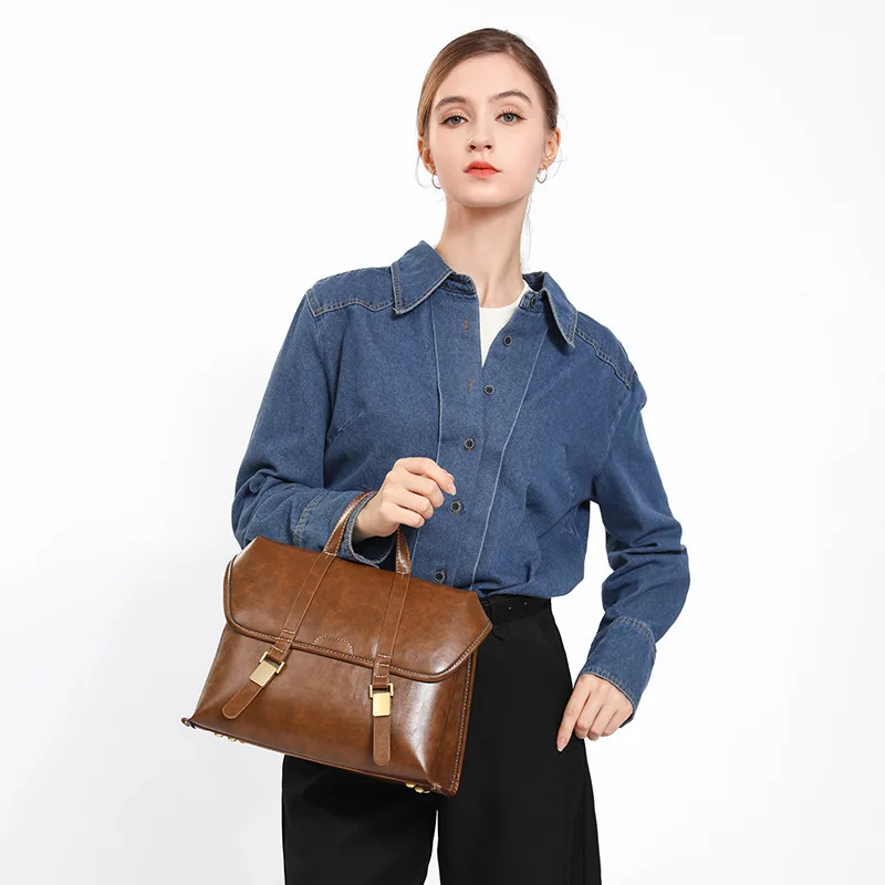 Retro Portable Casual Women Briefcase Fashion All Match Large Capacity Totes Bag Lady Designer Backpack Top Handled Handbags Ins
