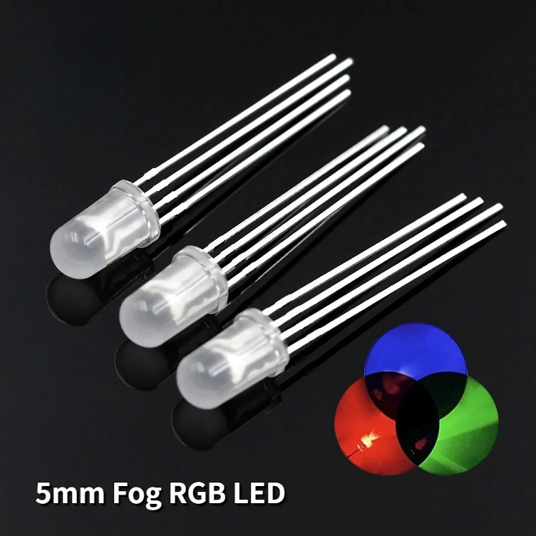 50-200Pcs 5mm RGB LED Common Cathode/Anode Red/green/blue F5 Foggy 4-Pin Diodes for Arduino, DIY Electronics Projects