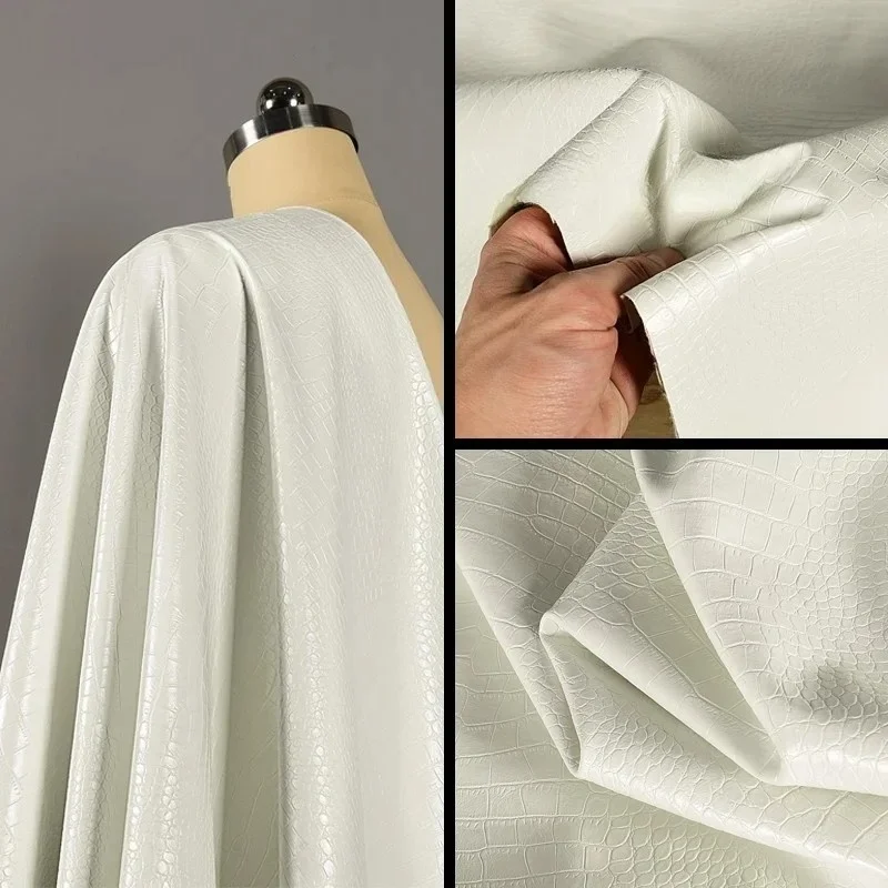 

Thickness 0.8mm White Leather Fabric for Belt Shoes Luggage Car Interior Designer Cloth Apparel Diy Sewing By Meter Material