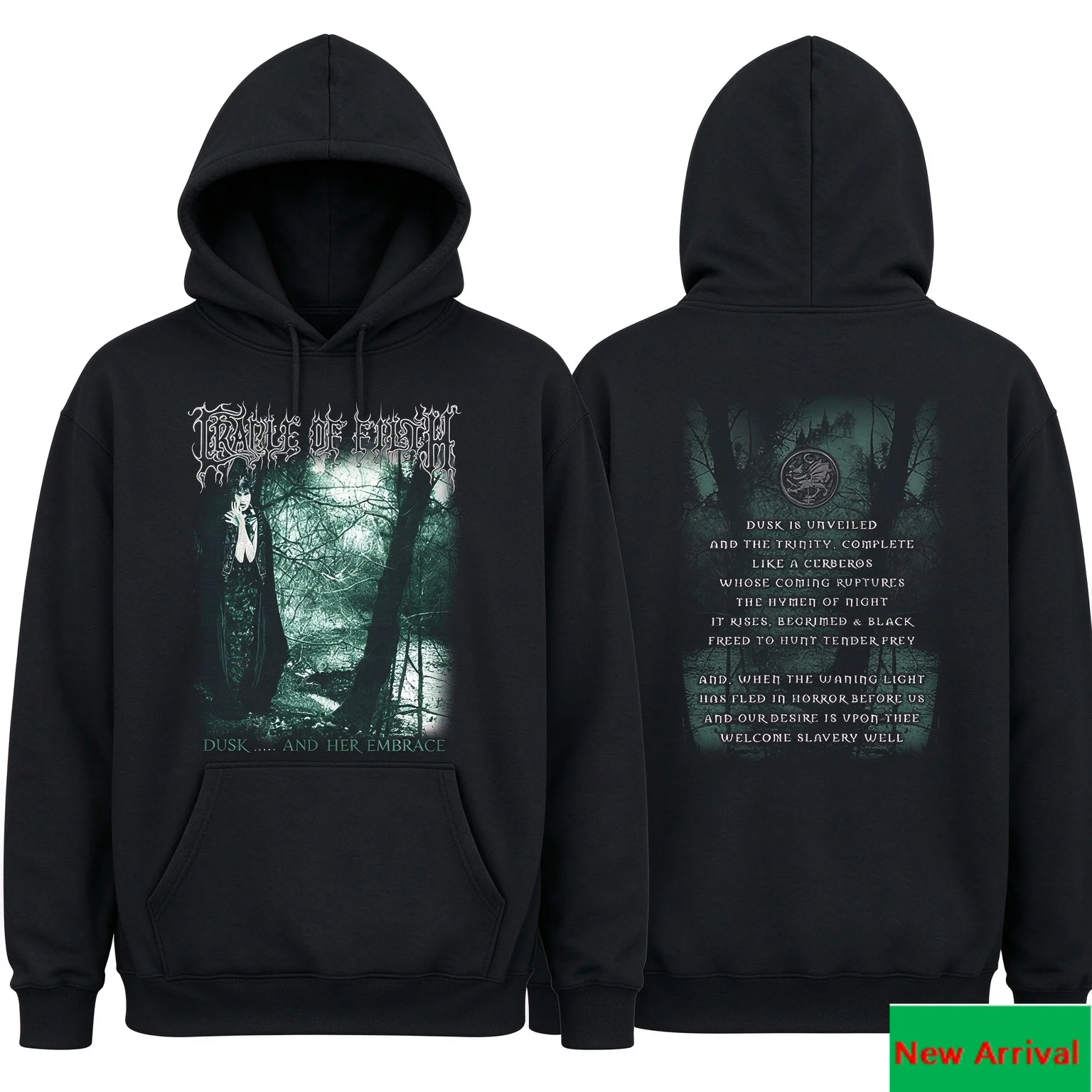 Cradle of Filth Creepy Metal Performer Portrait Art Print Hoodie Extreme Black Metal Punk Trendy Unisex Hooded Top