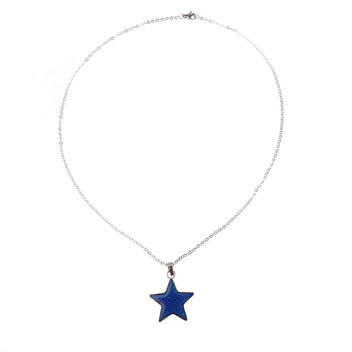 Five Pointed Star Color Changing Mood Pendant Necklace Temperature Sensing Jewelry Gift for Women Daily Wear Mood Necklace