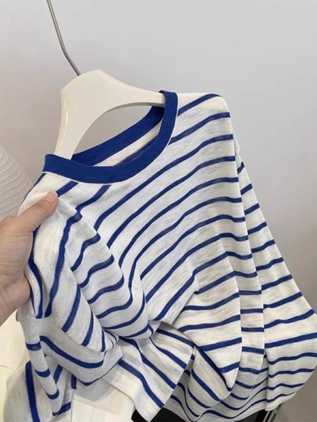 

Loose Casual Thin Striped Sun Protection Shirt Women's plus Size Shirt Comfortable Breathable Summer Top Commute Style