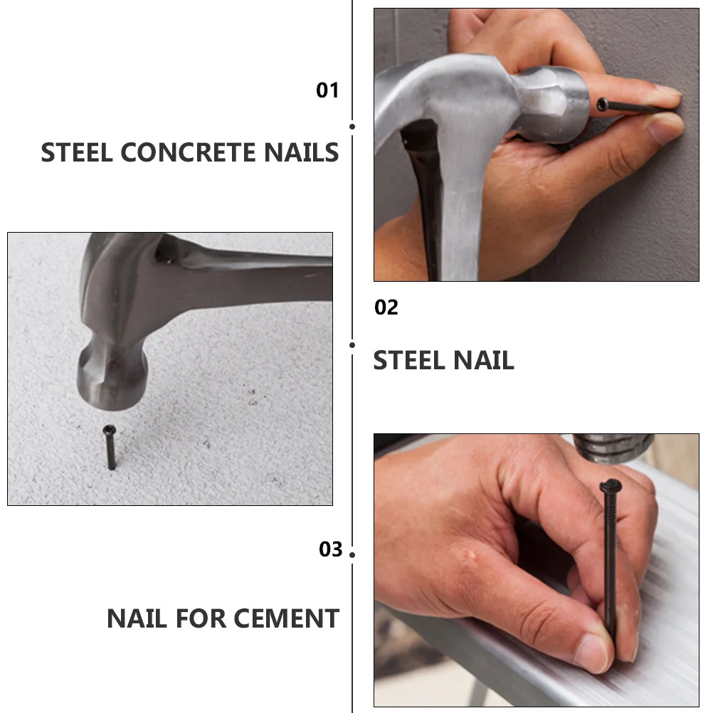 

50Pcs Carbon Steel Cement Nails Thickened Point Tip Black-Plated Corrosion Resistant Nails for Concrete Wall Steel Plate Fixing