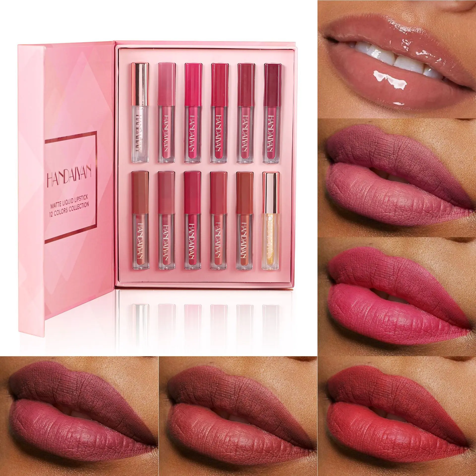 12 Pcs Matte Liquid Lipstick Set, Waterproof Long Lasting Lip Gloss, Non Transfer & Smudge Proof, Full Color Lip Makeup Kit