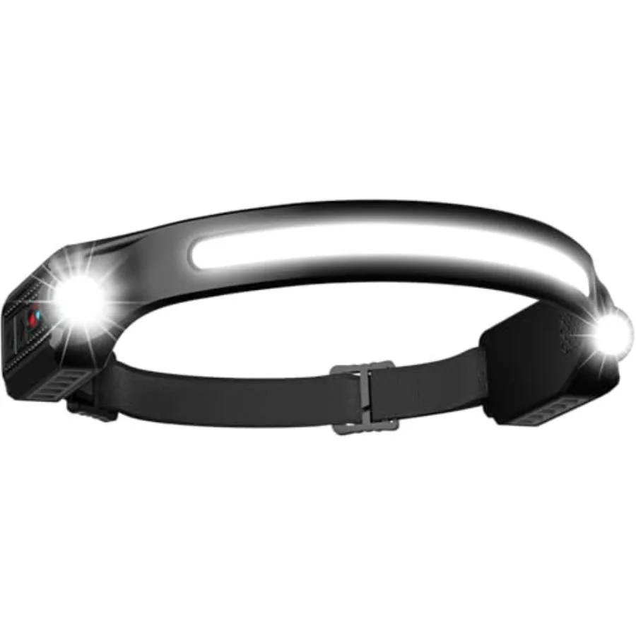 LED Headlamp Rechargeable, Head Lamp with Red Light 260°Wide Beam Headlight 8 Mode Waterproof Motion Sensor Head Torch Flashlig