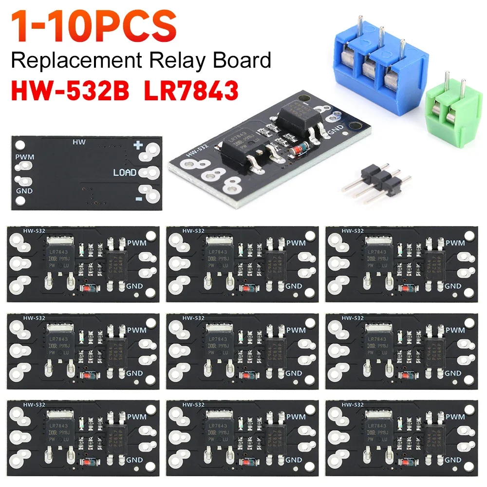 1-10pcs HW-532B LR7843 FET Module Isolated MOSFET MOS Tube FET Module Replacement Relay Board for Motor Start Stop Control