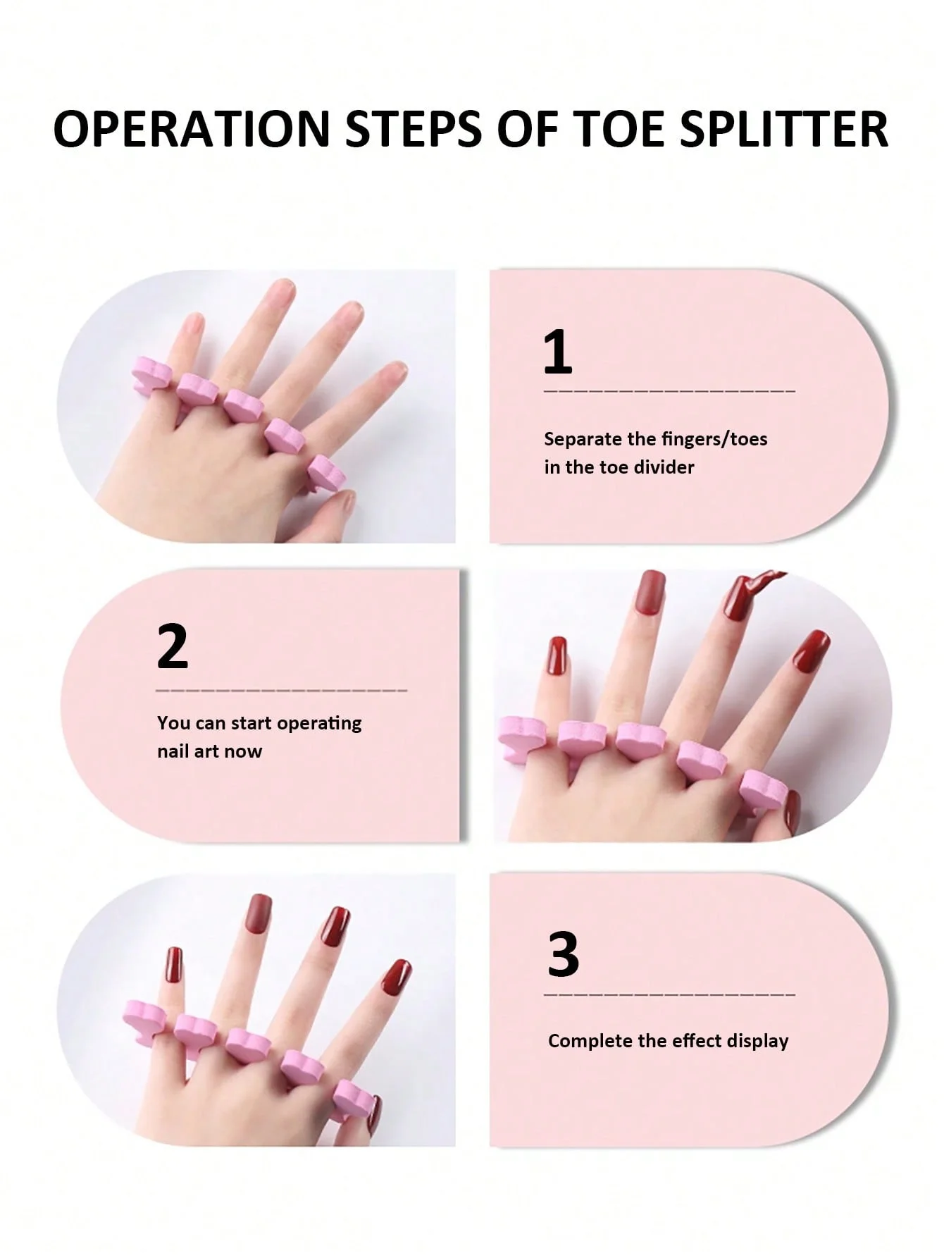 Separadores de dedos em forma de coração, ferramentas para arte em unhas, esponja eva, isoladores de dedos e dedos, evitam manchas de esmalte