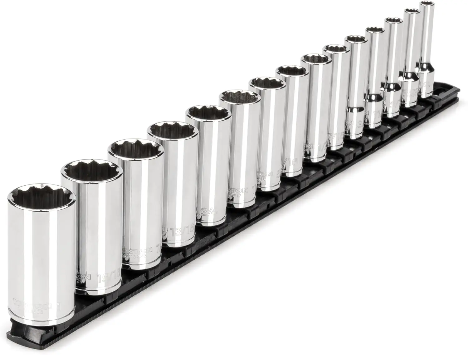 

Набор глубоких 12-гранных торцевых головок с приводом 3/8 дюйма, 15 предметов, с держателем, размеры от 1/4 до 1 дюйма, для универсального крепления