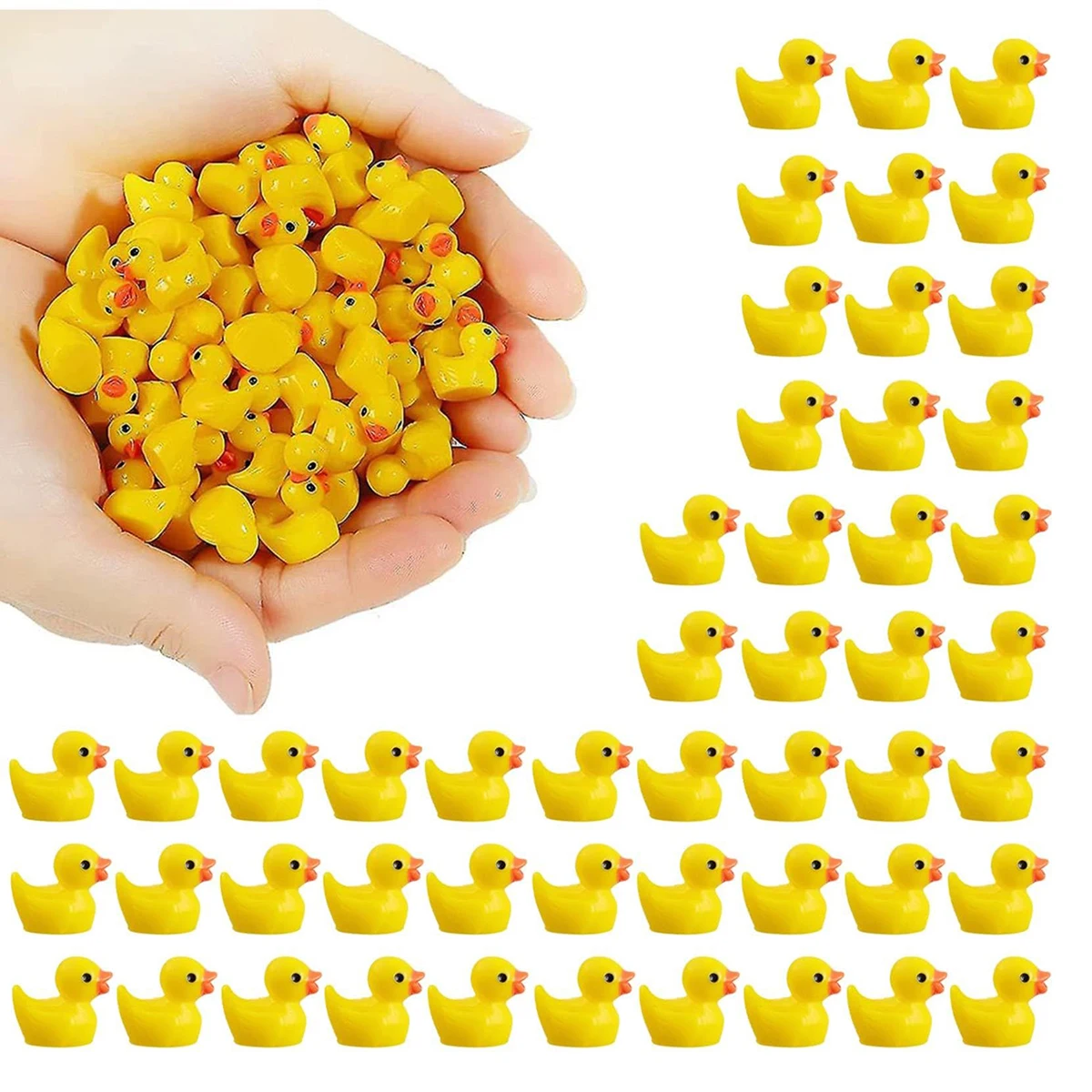 50Pcs/lot Mini Yellow Duck Ornament Miniature Figures Tiny Duck Resin Handicraft Micro Landscape Home Decoration