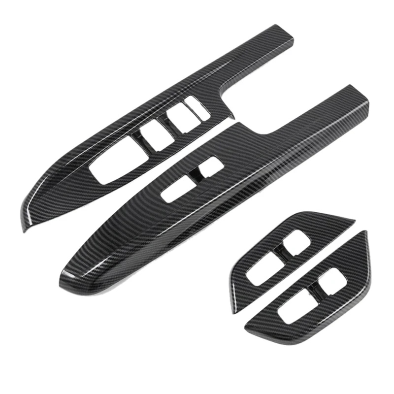 1Set Carbon Fiber Car Window Glass Lift Switch Button Cover Trim Parts Accessories Fit For Kia Carnival KA4 2020 2021 2022