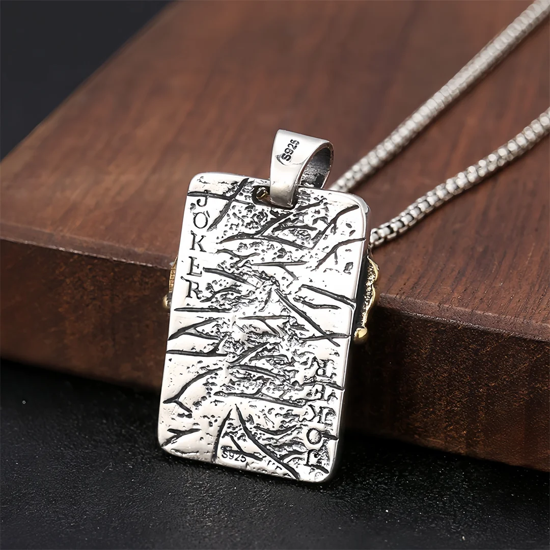 BOCAI Real S925 Sterling Silver Charms Pendants for Men Women Antique Poker King Evil Clown Fashion Charm Fine Choice Jewelry