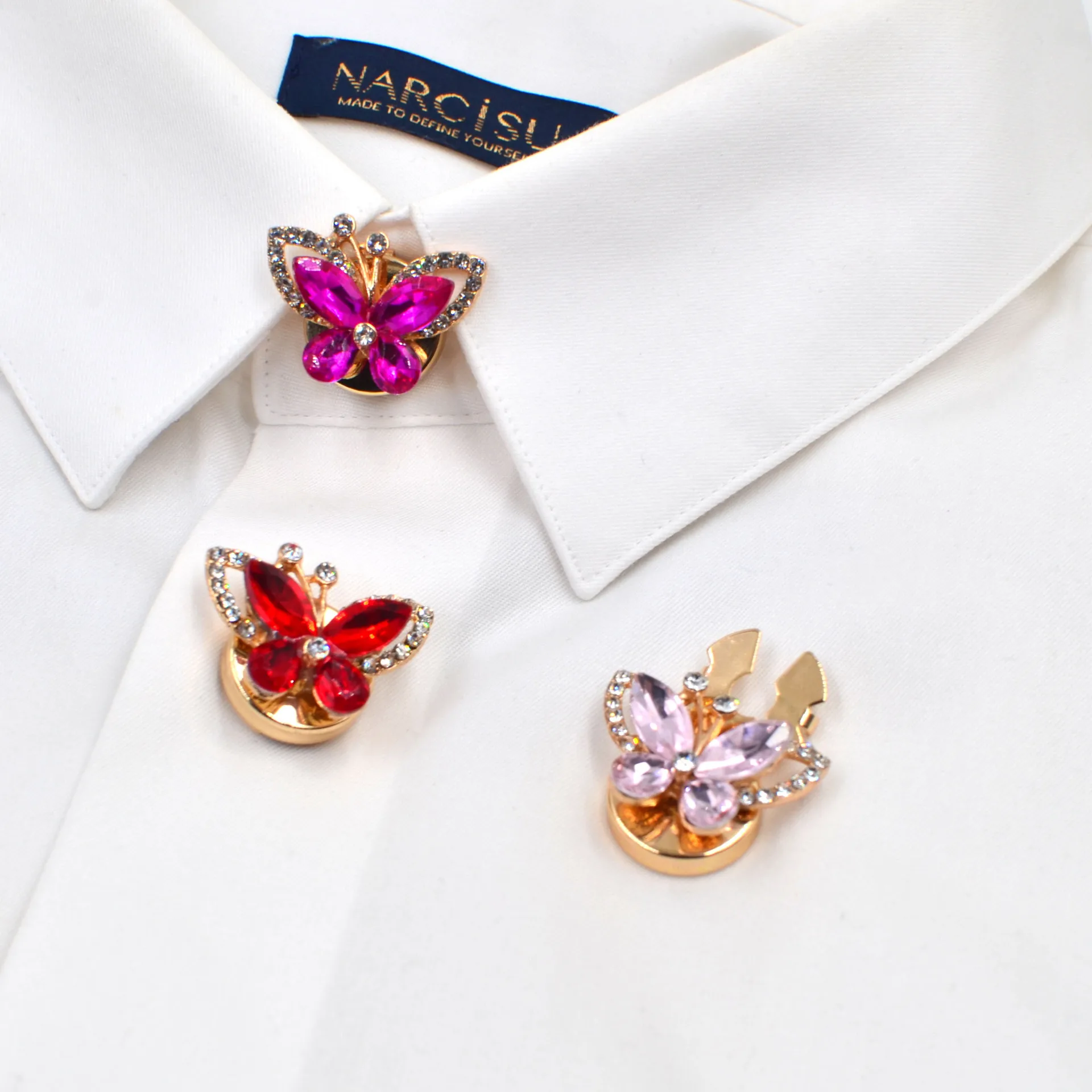 Butterfly Shape Cufflink Covers, Gold Colorful Crystal Cufflink Tops for DIY Cufflinks, Shirt Cuff Decor,Jewelry Accessories