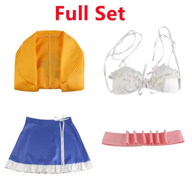 أزياء Danganronpa V3 Angie Yonaga التأثيرية Zentai مجموعة كاملة من الزي الرسمي والتنانير والعباءة