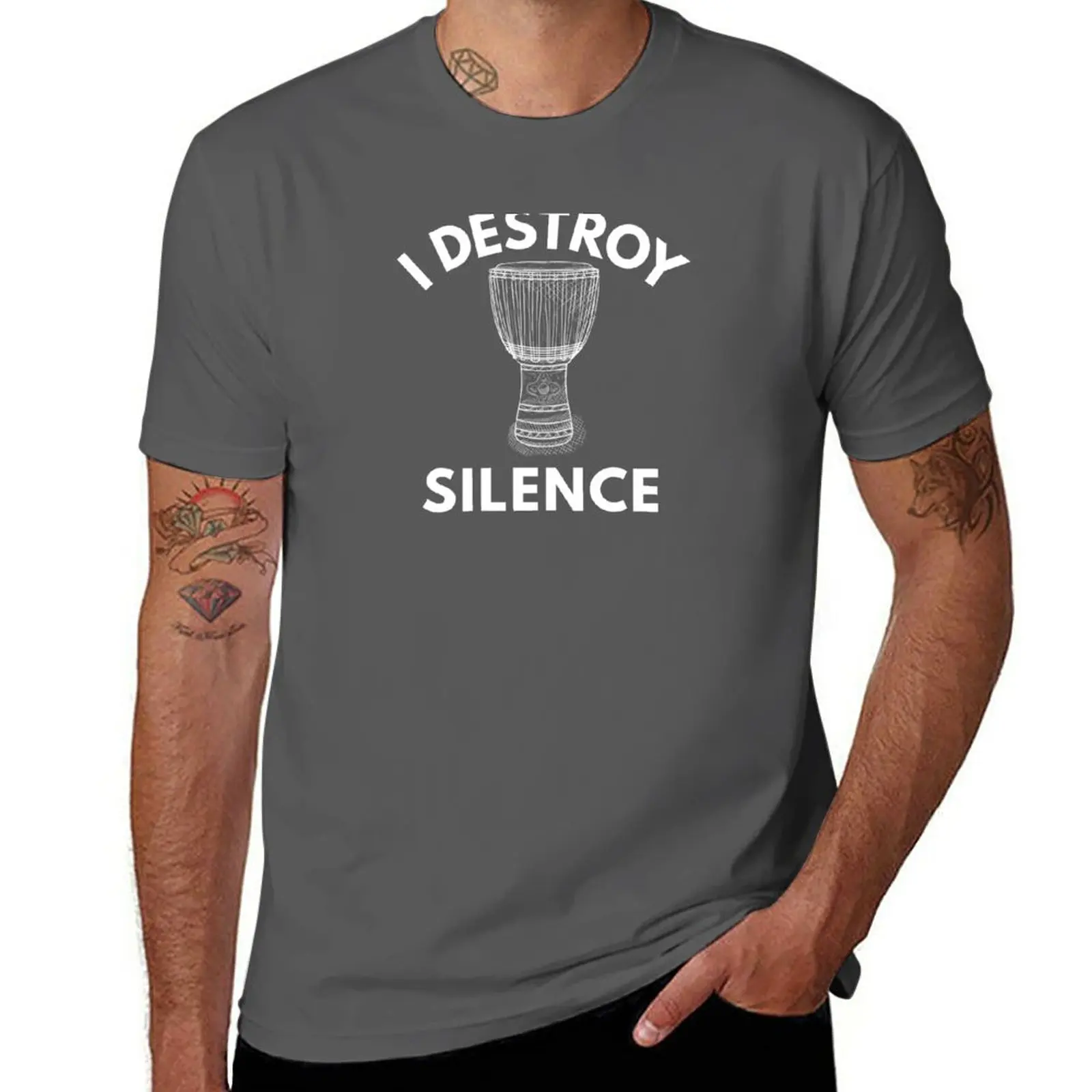 New I Destroy Silence With My Djembe T-Shirt black t shirts Short t-shirt customized t shirts mens graphic t-shirts anime