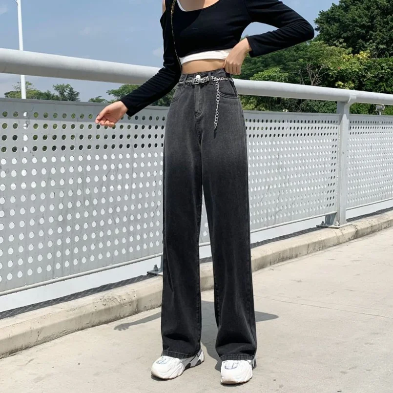 Personalized Gradient Color High Waist Wide Leg Jeans 2023 Summer New Women's Straight Tube Loose Pants Fashion Versatile