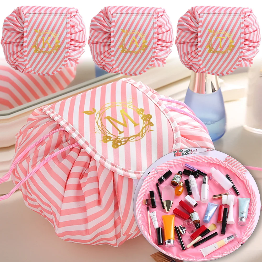 

Makeup Bag Cosmetic Bag Portable Women Drawstring Cosmetic Bags Travel Storage Makeup Pouch Organizer Wreath Printing Series