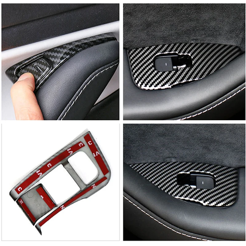Panel de Control de ventana de coche, pegatina decorativa de 14 piezas para interruptor de puerta, cubierta de Marco embellecedor, para Tesla Model