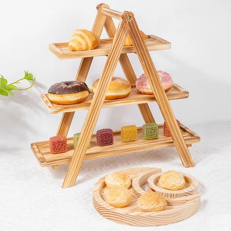 3 Tier Serving Tray Wood Tiered Tray Cake Stand Home Decor Party Serving Tray Fruit Bowl Cupcake Stand Kitchen Accessories