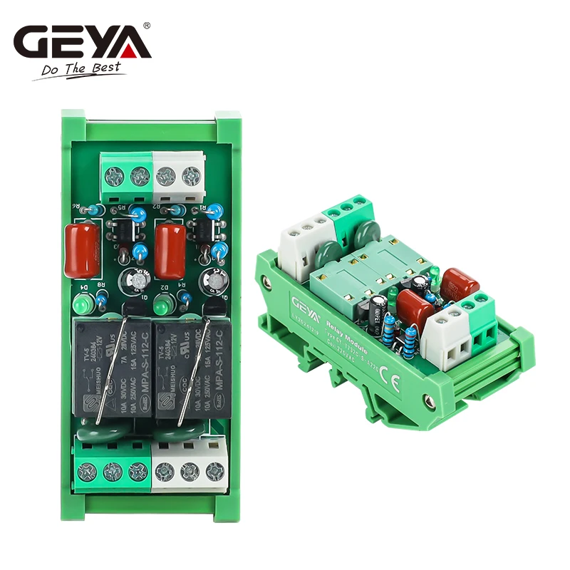 GEYA Pluggable Relay Module 2 Channel AC/DC 12V 24V AC230V Electromagnetic Relay General Purpose AC220v Relay Module