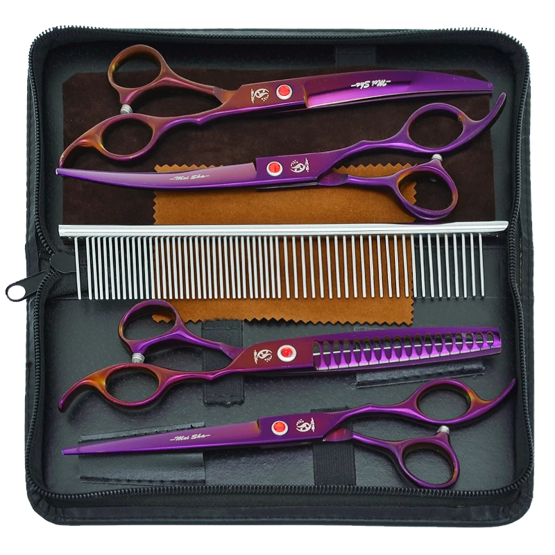 

7 inch Meisha Professional Pet Scissors for Dog Grooming Steel Animal Straight Curved Cutting Shears Thinning Clipper B0021A