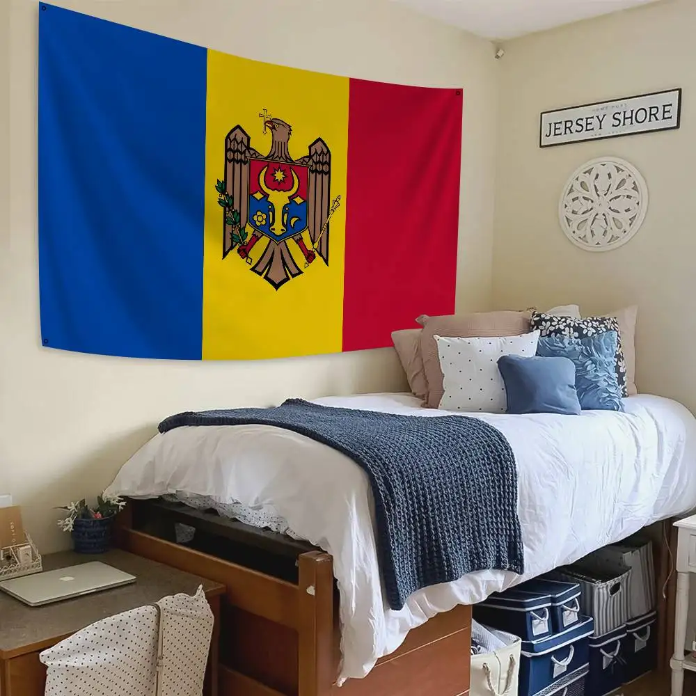 Moldova Flag Banners Four Hole Flag Polyester Outdoor Decor Room Aesthetic
