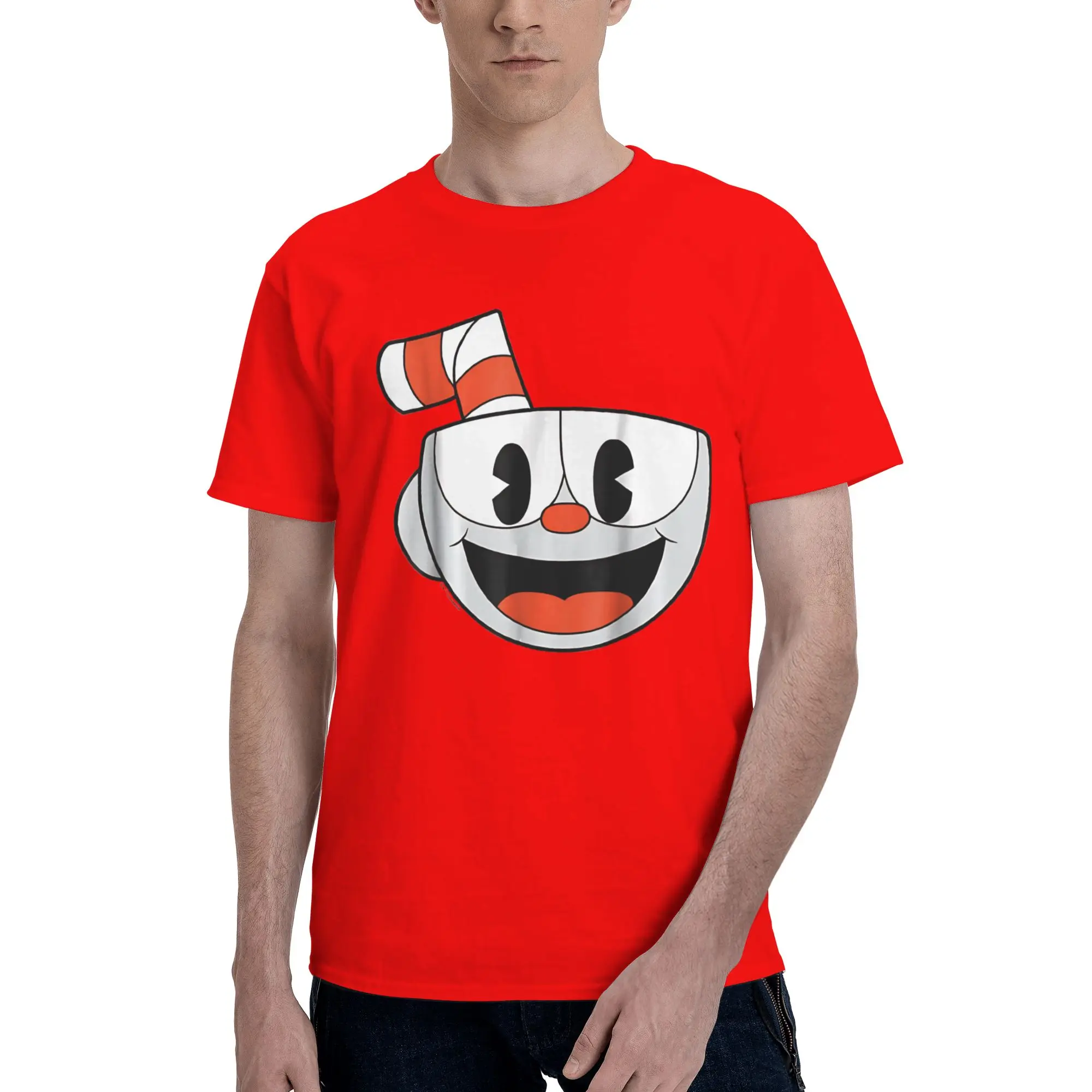 Cuphead and Mugman cup mug Accessories Unisex T Shirt 100% Cotton Tee Printed  T-shirt Clothes