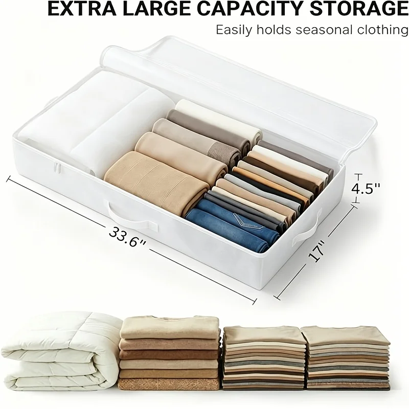 3-Piece White Under Bed Storage Container, 4.5-Inch (Approximately 11.4cm) High and Low Profile Under Bed Clothing Storage Box