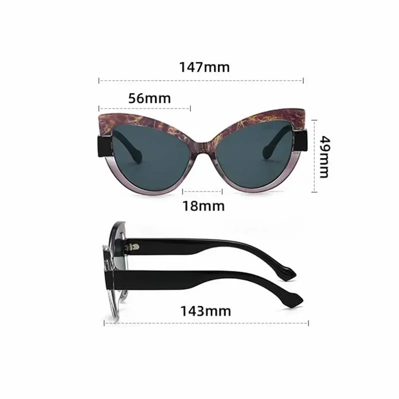 Fashion Large Frame Sunglasses Ins Personality Hundred with UV Protection Sunglasses for Women Retro Cat Eye Sun Glasses - Image 6