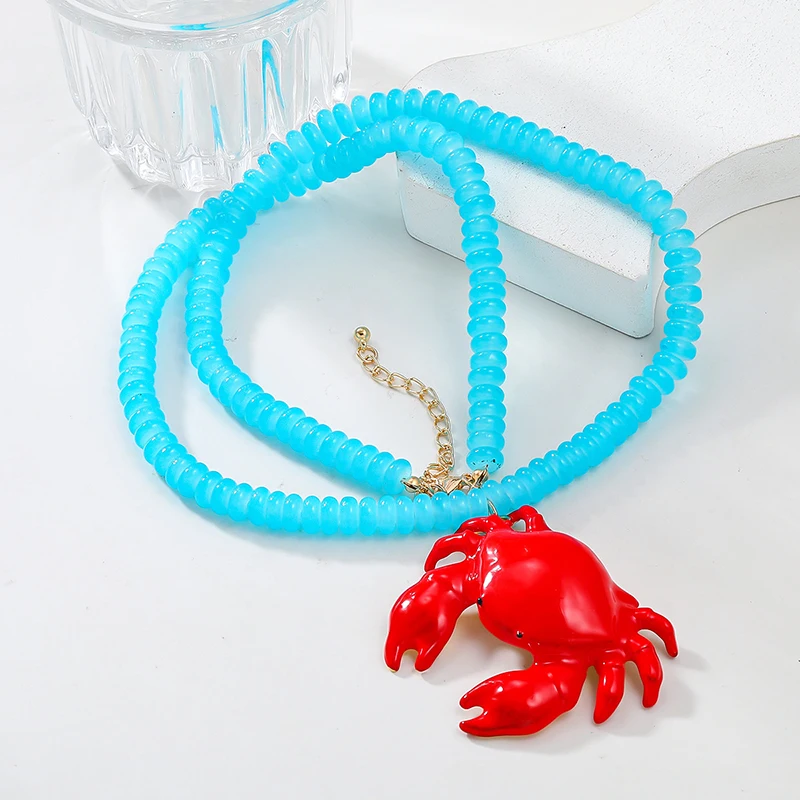 Summer Beach Ocean Style Red Crab Pendant Necklace For Women Girls Creative Hip Hop Necklace Party Jewelry Accessories Gifts