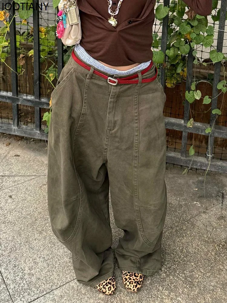 Y2k Retro Women's Overalls Harajuku Oversized Wide Leg American Retro Pants Loose Casual Summer Thin Street Dance Overalls 2025