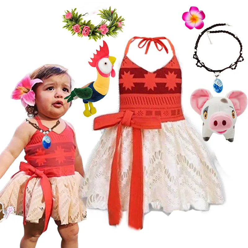 Baby Meisjes Moana Halter Jurk Rollenspel Prinses Kostuum Casual Zomer Kleding Hawaii Peuter Vaiana Schattige Mini Zomerjurk 1-6y