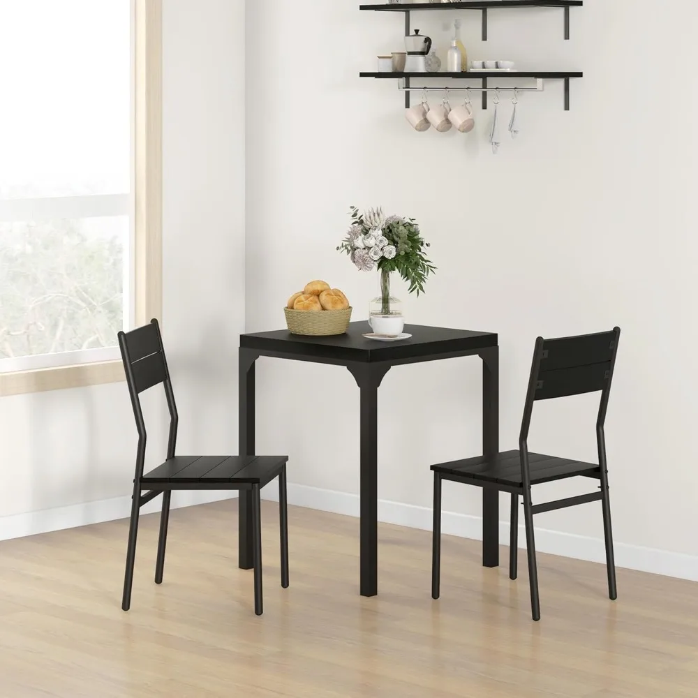 

3 Piece Dining Table Set for 2, Modern Kitchen Table and Chairs, Dining Room Set for Breakfast Nook, Small Space