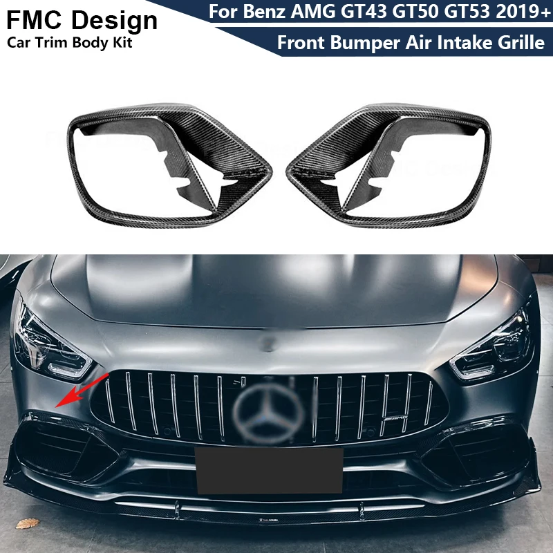

Carbon Fiber Front Bumper Air Intake Grille Vent Cover Trim For Mercedes Benz AMG GT43 GT50 GT53 2019+ Upgrade Body kit