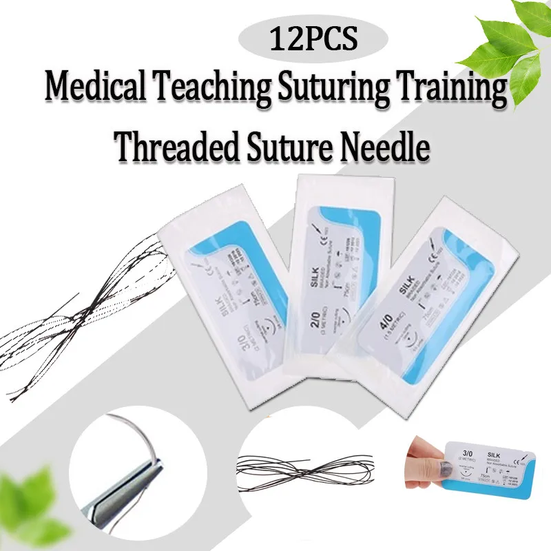 

12 PCS Suture Silk Medical hread Sutureit with for Medical Teaching Practicees Practice Kit Suture Silk Medical